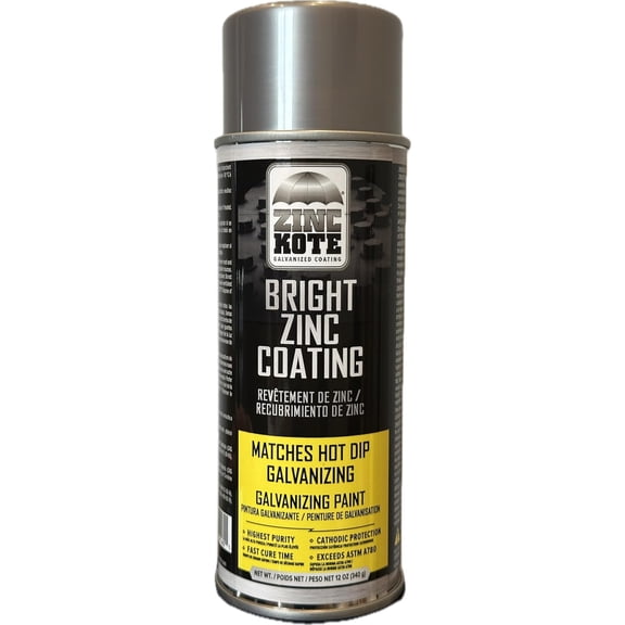 ZincKote Bright Zinc Coating | Shiny Cold Galvanizing Spray | Matches Hot Dip Galvanizing | 12 Ounces | Pack of 1