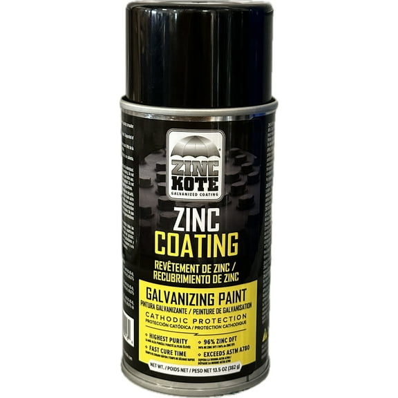 ZincKote Zinc Cold Galv Aerosol Spray - 13.5oz Can - Paint/Coating - 96% Zinc DFT - Cold Galvanizing - Steel Corrosion Protection - Repairs and reloads Hot Dip Galvanizing