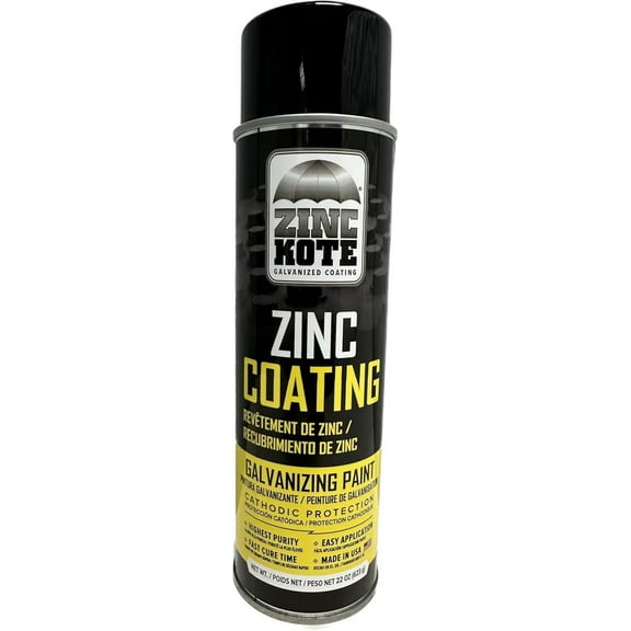 ZincKote Zinc Cold Galv Aerosol Spray - 22oz Tall Can - Paint/Coating - 96% Zinc DFT - Cold Galvanizing - Steel Corrosion Protection - Repairs and reloads Hot Dip Galvanizing