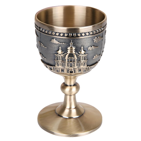 Zincs Alloy High Foot Liquor Cup Traditional Russian Pattern White Wine Goblet For Whiskeys And Cocktails