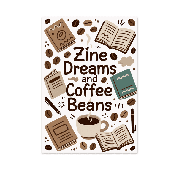 Zine Dreams and Coffee Beans Art - Creative Enthusiast - 13x19 Poster Print