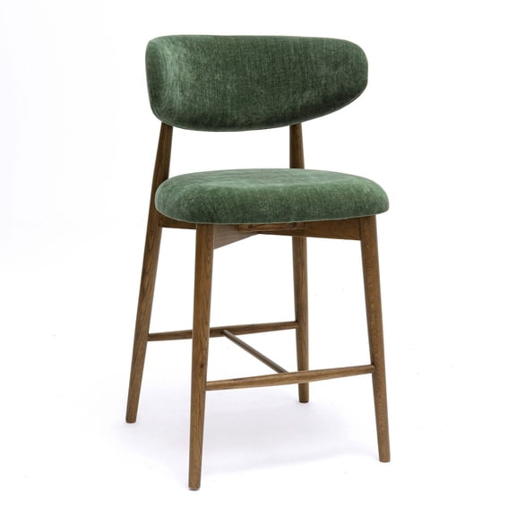 TOV Furniture Zinea Forest Green Performance Textured Velvet Counter Stool