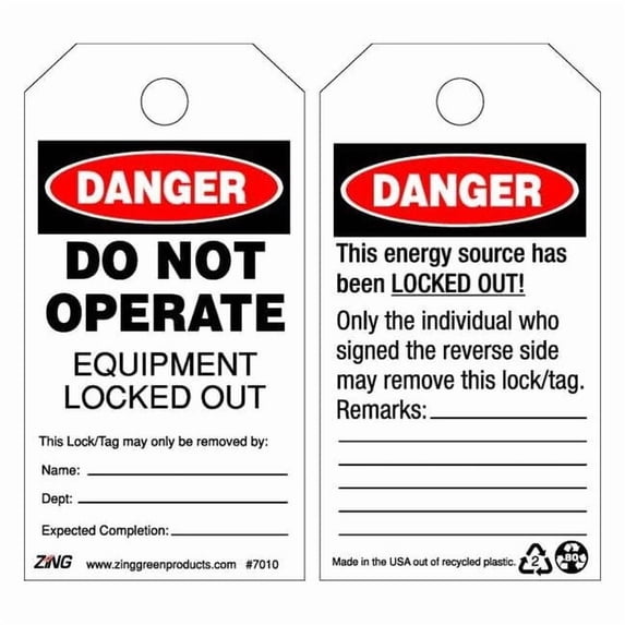 Zing Danger Tag,5-3/4 x 3 In,Plstc,OSHA,PK10 7010