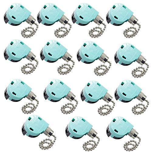 Zing Ear Ceiling Fan Switch 3 Speed 4 Wire Zipper Switch Control Replace 3 Speed Control Switch (Ceiling Fan, Wall Lamp & Cabinet Light) Part Number ZE-268S6 (Nickle / Silver 15 pack)