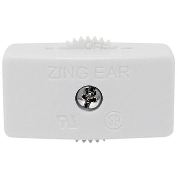 Zing Ear KS-30 Inline Rotary Lamp Cord Switch On/Off, White, Fits 16/2 & 18/2 SPT-1/SPT-2 Lamp Wire, 3A 125V Replacement Power Cord Switch