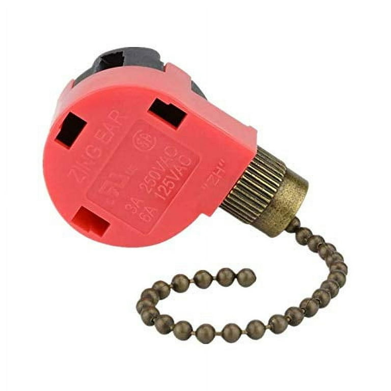Zing Ear ZE-268S1 3 Speed 4 Wire Ceiling Fan Switch, Compatible with Hunter Ceiling Fans, Lamps and Wall Lights (Bronze Pull Chain) Zing Ear ZE-268S1 3 Speed 4 Wire Ceiling Fan Switch, Compatible with Hunter Ceiling Fans, Lamps and Wall Lights (Bronze Pull Chain)