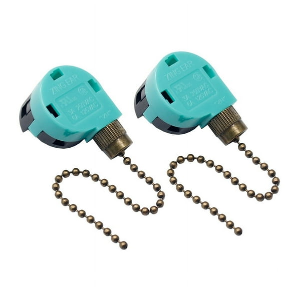 Zing Ear ZE268S6, 3A 250V Antique Brass Ceiling Fan Pull Chain Switch, 2 Pieces