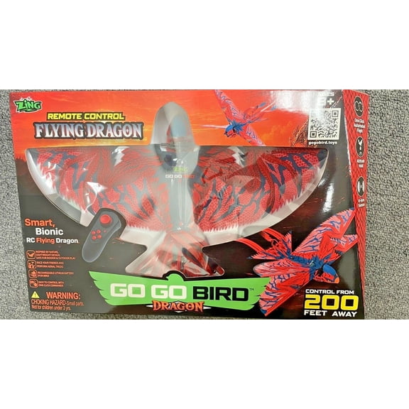 Zing Go Go Bird - Red - Remote Control Flying RC Toy (Flying Dragon)