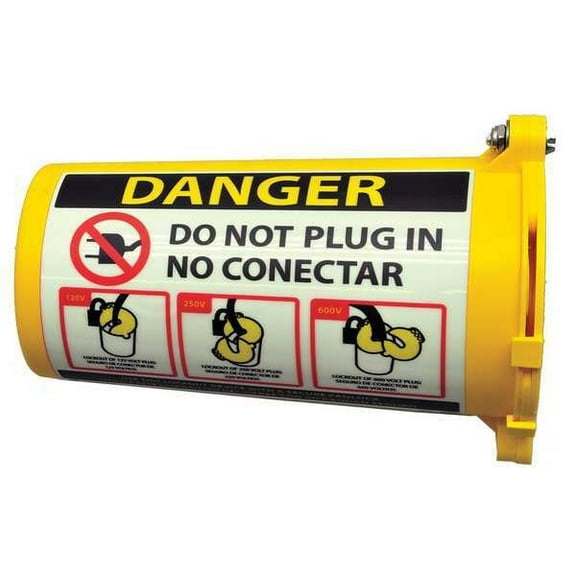 Zing Plug Lockout, Yellow, 9/16In Shackle Dia., Depth: 5 in 7100