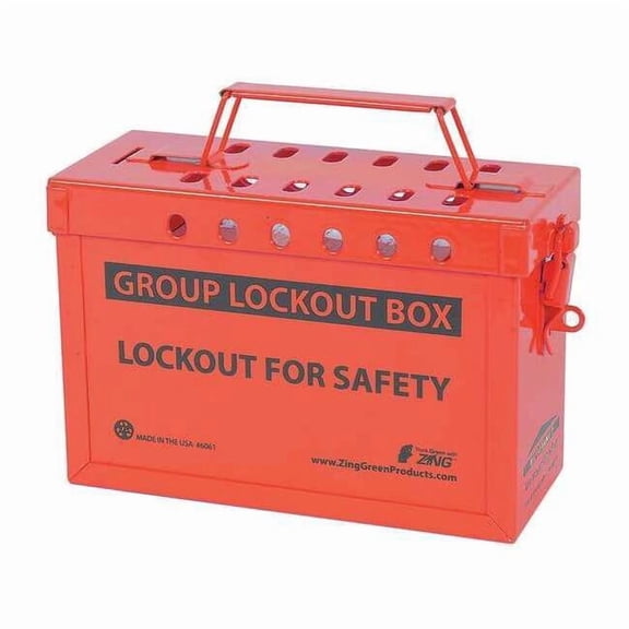 Zing Group Lockout Box, Stainless Steel, Red 6061R