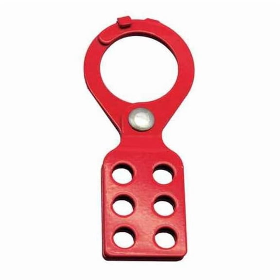 Lockout Hasp, Red, Recycled Steel, 6 Max. No. of Padlocks, 3/8 in Max. Shackle Dia. 7107