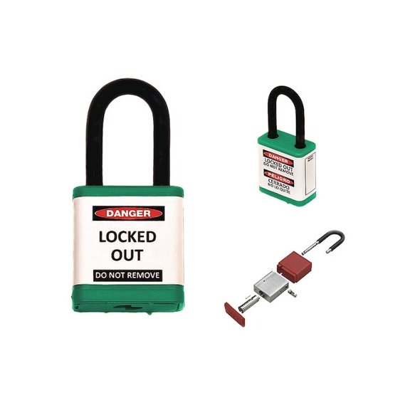 Zing Lockout Padlock,1-1/2" Shackle Height 700KD-GREEN