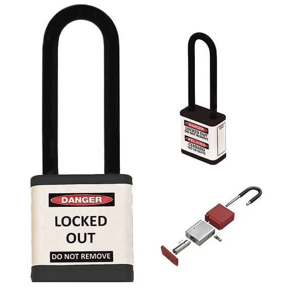 Zing Lockout Padlock,3" Shackle Height 710KA-BLACK