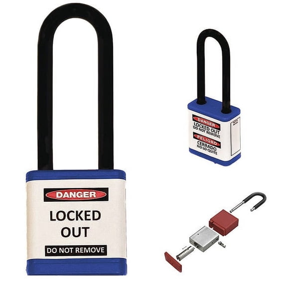 Zing Lockout Padlock,3" Shackle Height 710KA-BLUE