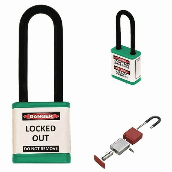 Zing Lockout Padlock,3" Shackle Height 710KA-GREEN