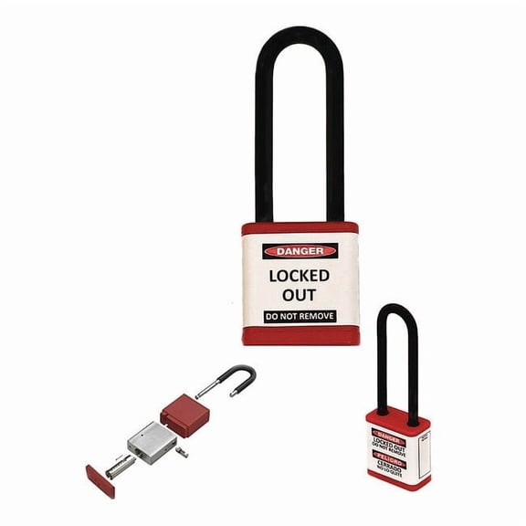 Lockout Padlock, Keyed Alike, Aluminum, Red, 3 in Shackle Height, 1 1/2 in Body Width 710KA-RED