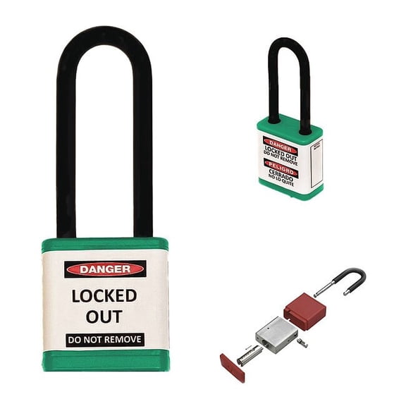 Zing Lockout Padlock,3" Shackle Height 710KD-GREEN
