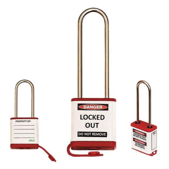 Zing Lockout Padlock,3" Shackle Height 810KD-RED