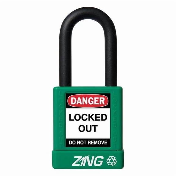 Lockout Padlock, Keyed Alike, Aluminum, Green, 1 1/2 in Shackle Height, 1 1/2 in Body Width