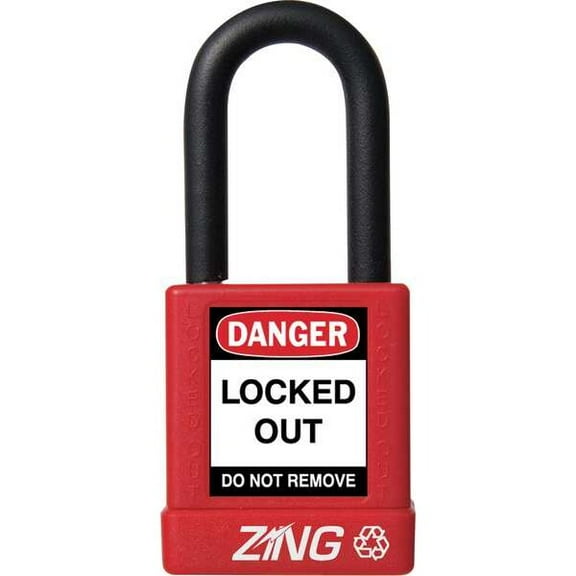 Zing Lockout Padlock,KA,Red,1-3/4"H 7031