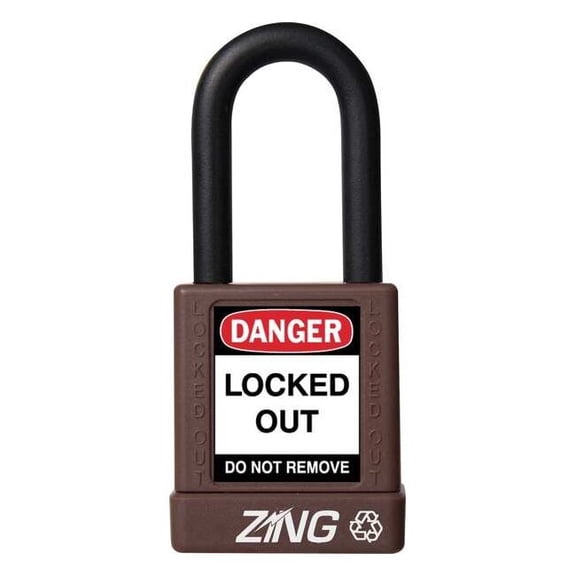 Zing Lockout Padlock,KD,Brown,1-3/4"H 7044