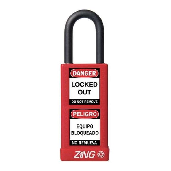 Zing Lockout Padlock,KD,Red,3"H 7070