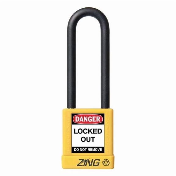 Lockout Padlock, Keyed Different, Aluminum, Yellow, 3 in Shackle Height, 1 1/2 in Body Width