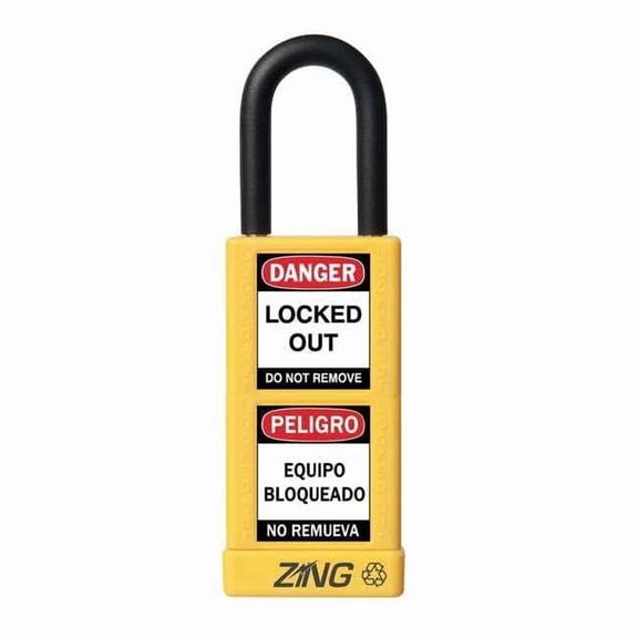 Lockout Padlock, Keyed Different, Aluminum, Yellow, 1 1/2 in Shackle Height, 1 1/2 in Body Width