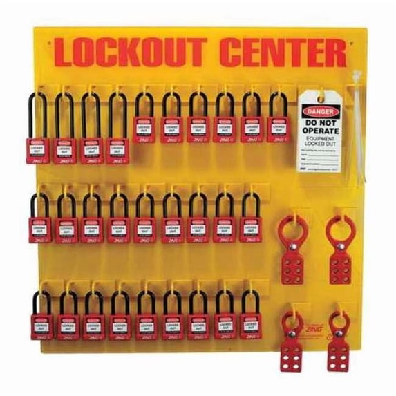 Zing Lockout Station,Filled,28 Padlocks 7116