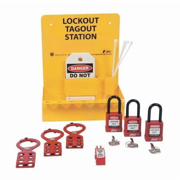 Zing Lockout Station, Filled, Elctrical, 3 Locks 6063