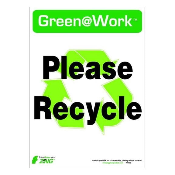 Zing Please Recycle Adhsve Sign,7x10in,PK5 0009S