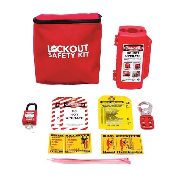 Zing Portable Lockout Kit,Filled,Canvas,Red 7675