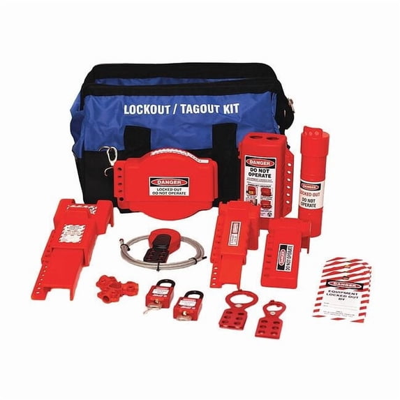 Zing Portable Lockout Kit,Filled,Red/Blue/Blk 7683
