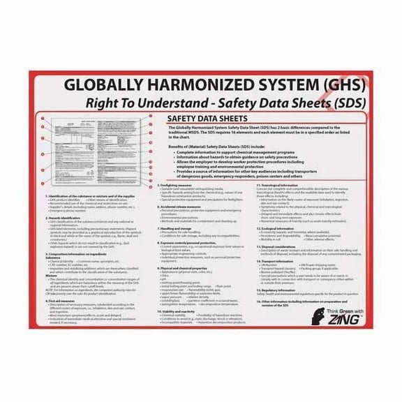 Zing Poster, Right To Understand - SDS Training, Plastic, 24 in W, 18 in H 6038