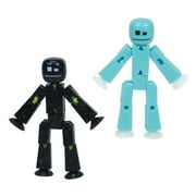 Zing StikBot Dual Pack - Includes 2 StikBots - Collectible Action Figures, Stop Motion Animation, Ages 4 and Up Ice Blue+Solid Black Sparkle