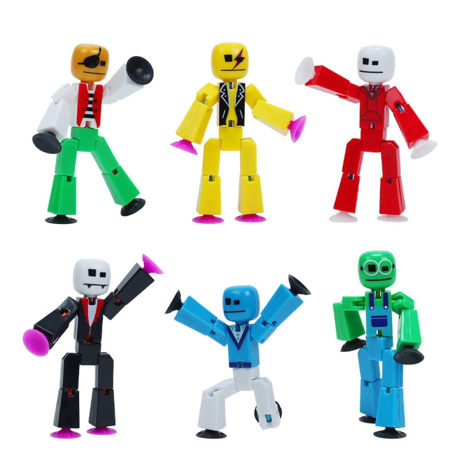 Stikbot UV Print Collectible Action Figures 6 Pack Poseable