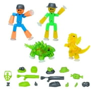 Zing Stikbot Dino Theme Pack Bundle, Set of 2 Stikbots, 2 Stikbot Dinos and Dino-Themed Accessories, Create Stop Motion Animation Orange & Yellow