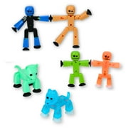 Zing Stikbot Family Pack, Set of 6, Includes 2 Stikbots, 2 Junior Stikbots, 1 Dog, and 1 Cat, Age 4+