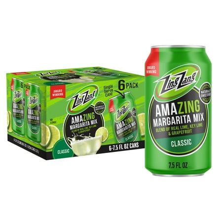 Zing Zang Amazing Classic Margarita Mix, Non-Alcoholic Cocktail Mixer, 6 Count, 7.5 Fl Oz Cans