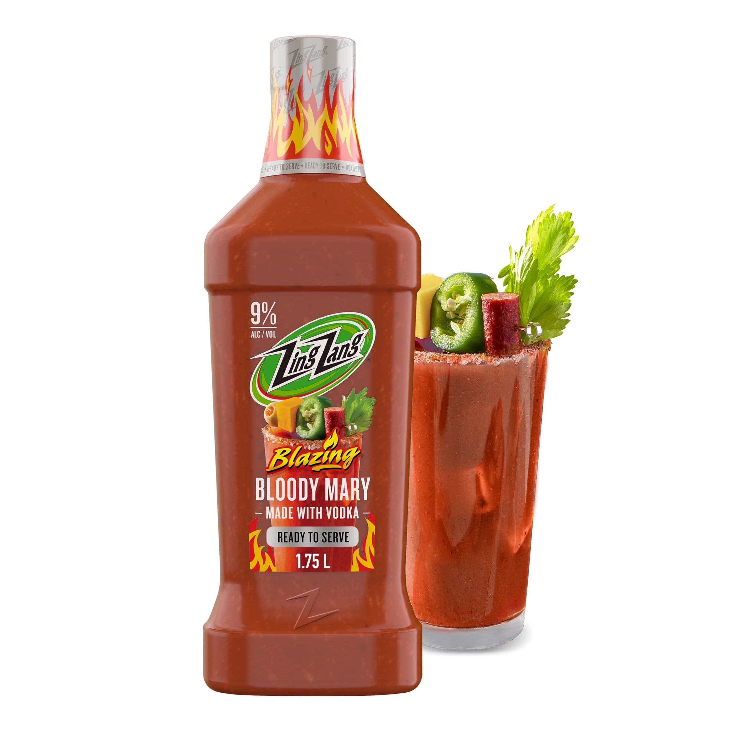 Zing Zang Blazing Bloody Mary with Vodka, Ready-to-Serve Cocktail