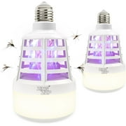 ZingZap 2 Pack Dual-Function Mosquito Zapper Bulb Bug Zapper LED Light Bulb, Three Lighting Modes LED/UV, Electric Zapper Kills Bugs on Contact, Standard Bulb Sockets for Indoor or Outdoor