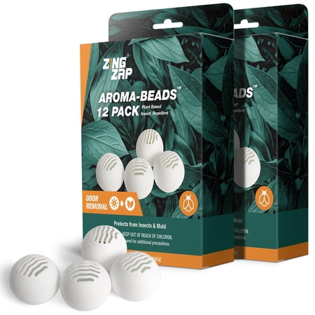 ZingZap Aroma Beads 12-Pack X2, Refreshing Scent, Insect Repellent Deodorizer Balls, Lasting Effective Bug Deterrence Moths/Spiders/Beetles, Odor Deodorizer Balls for Shoes, Sneaker, Gym Bags
