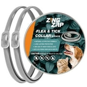 ZingZap Flea & Tick Collar 2-Pack Gray, Protects from Biting Insects, Adjustable Fits Both Dogs & Cats, Built-in Plant Based Formula, Slow-Release Lasting Protection, Waterproof