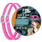 ZingZap Flea & Tick Collar 2-Pack Pink, Protects from Biting Insects, Adjustable Fits Both Dogs & Cats, Built-in Plant Based Formula, Slow-Release Lasting Prote