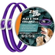 ZingZap Flea & Tick Collar 2-Pack Purple, Protects from Biting Insects, Adjustable Fits Both Dogs & Cats, Built-in Plant Based Formula, Slow-Release Lasting Protection, Waterproof
