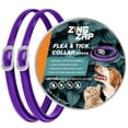 thumbnail image 1 of ZingZap Flea & Tick Collar 2-Pack Purple, Protects from Biting Insects, Adjustable Fits Both Dogs & Cats, Built-in Plant Based Formula, Slow-Release Lasting Protection, Waterproof, 1 of 7