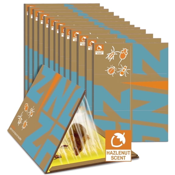 ZingZap Mouse & Insect Glue Traps/Board 10-Pack, 3X Faster Catch with Built-in Hazelnut Scent, Sticky Trap for Crawling Pests, Rats & Mice Extra Heavy & Sticky, Biodegradable