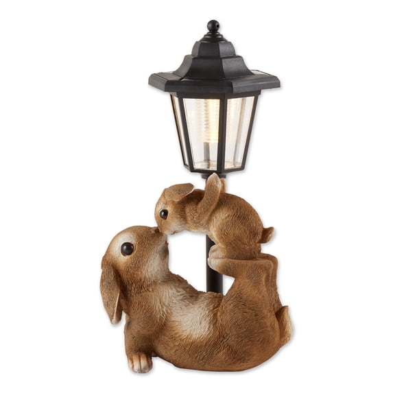Zingz Home Adorable Mom and Baby Rabbit Solar Figurine 7x5x14"