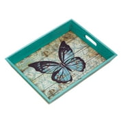 Zingz & Thingz Butterfly Rectangular Serving Tray - 16" - Blue and Beige