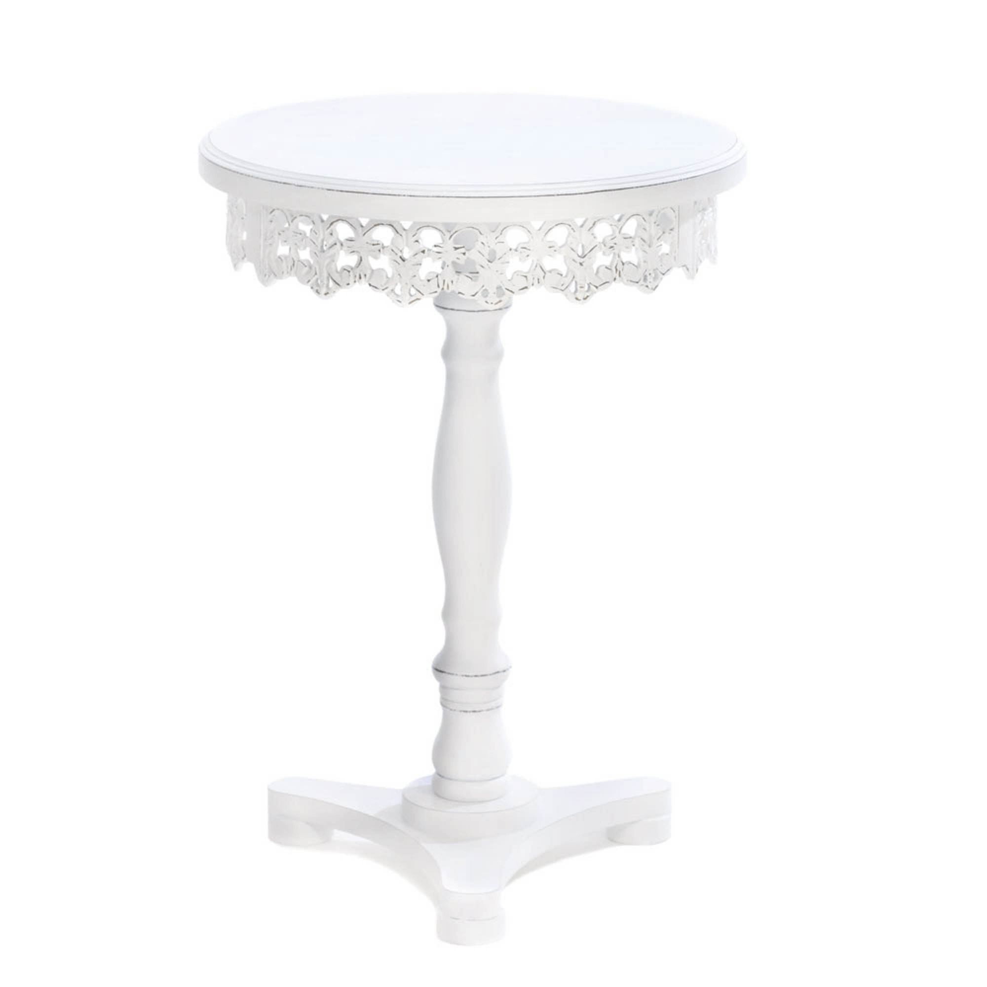 Elegant White Square Pedestal Side Table with Decorative Base